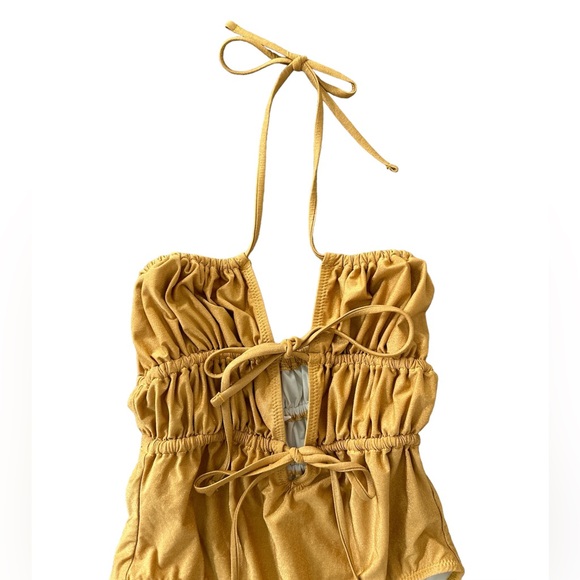 Solid & Striped The Paula One Piece Gold NWOT XS Ruched Swimsuit Swim New no tag - Picture 9 of 14